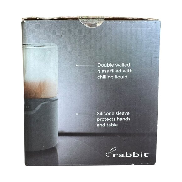 Rabbit Freezable‎ 8 oz Whiskey Glasses Set 2 Double-Walled Glass Silicone Base - Picture 5 of 9
